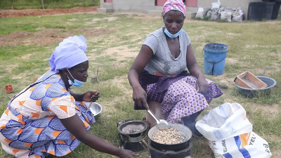 WFS members are roasting baobab fruit seeds