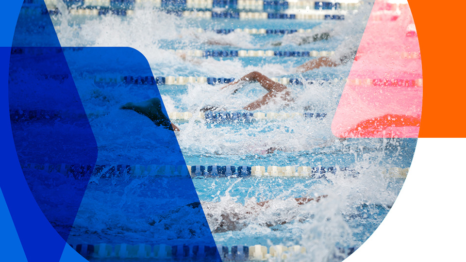 Swimmers competing